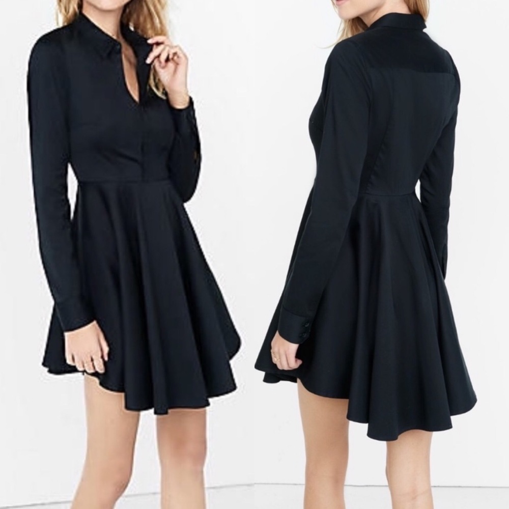 Stretch Cotton Fit & Flare Shirt Dress